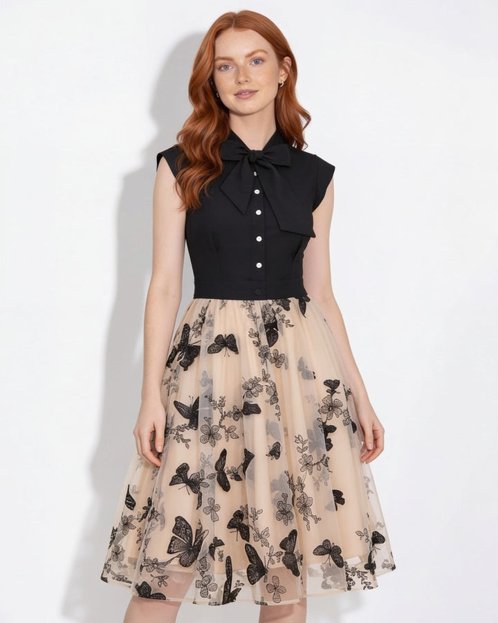 Beverly Bow Detail Butterfly Midi Dress