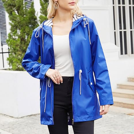 Zaria Hooded Drawcord Rain Jacket