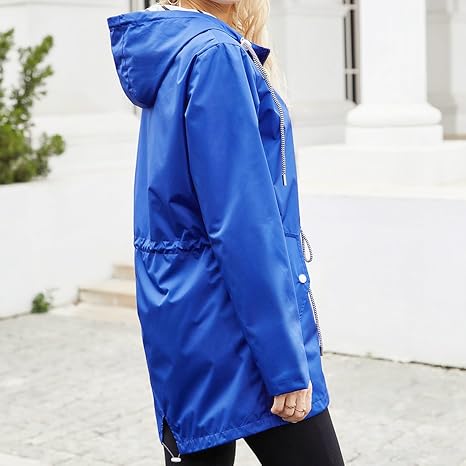 Zaria Hooded Drawcord Rain Jacket