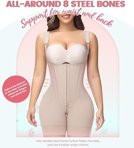 Precy Steel Boned Open-Bust Shapewear Bodysuit