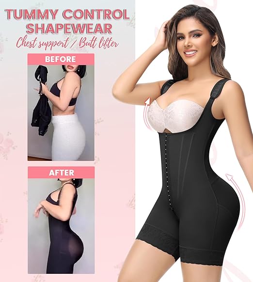 Precy Steel Boned Open-Bust Shapewear Bodysuit