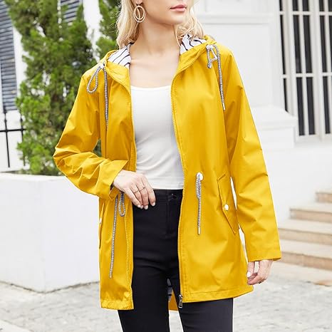 Zaria Hooded Drawcord Rain Jacket