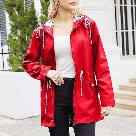 Zaria Hooded Drawcord Rain Jacket