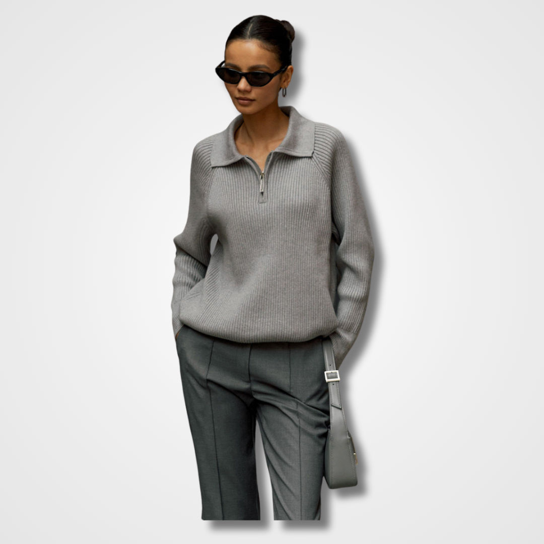 Meldy Half-Zip Rib Sweater