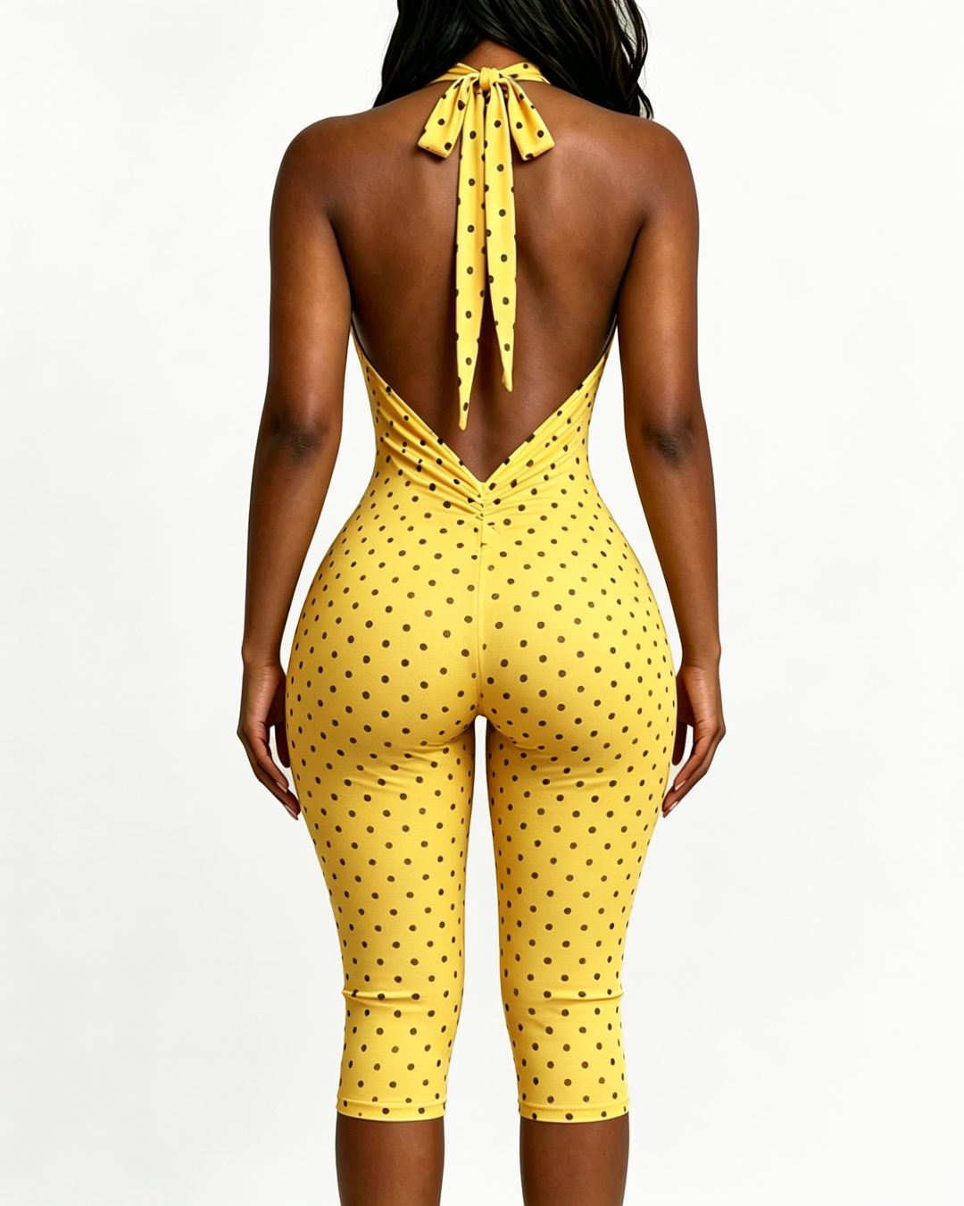 Etta Polka Dot Halter Capri Jumpsuit