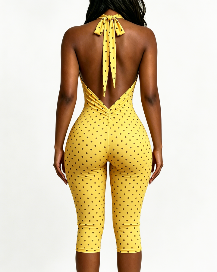 Etta Polka Dot Halter Capri Jumpsuit