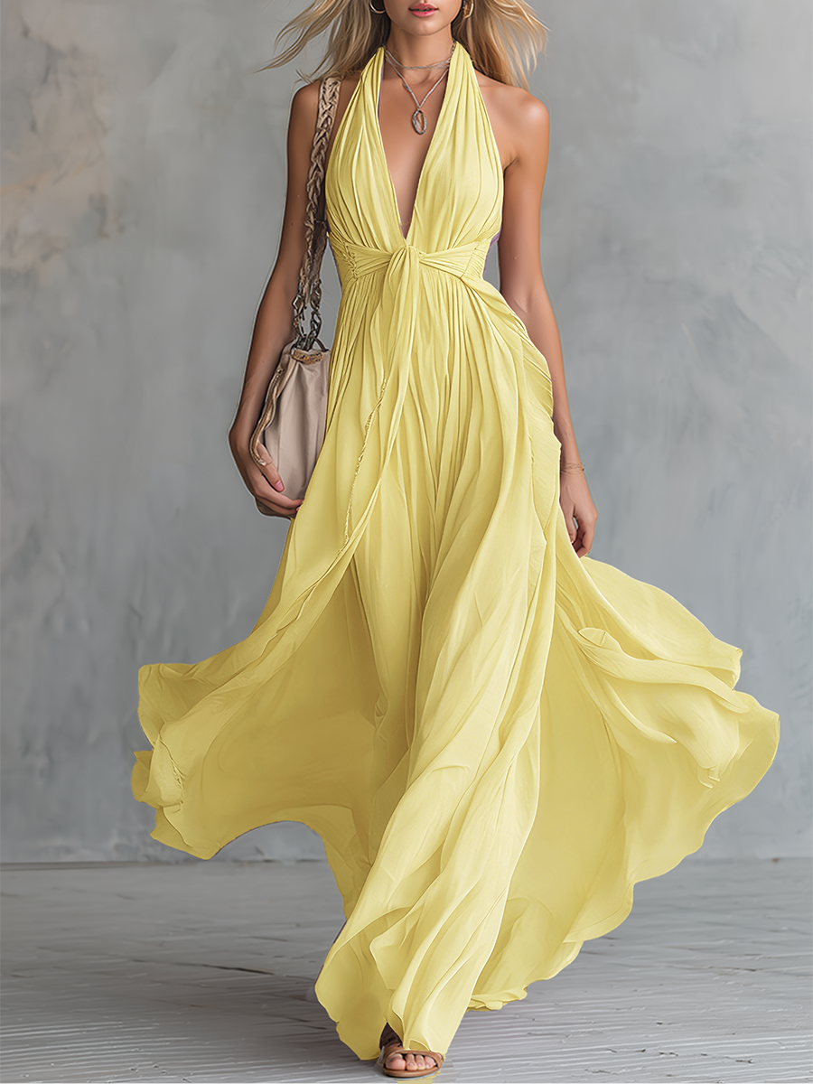 Jamaica Flowing Halter Maxi Dress