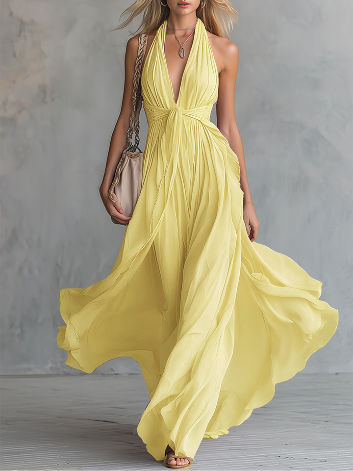 Jamaica Flowing Halter Maxi Dress
