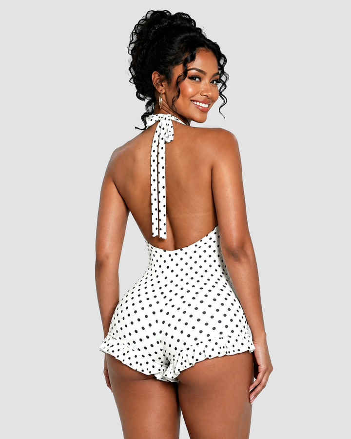 Ella Polka Dot Halter Swim Dress