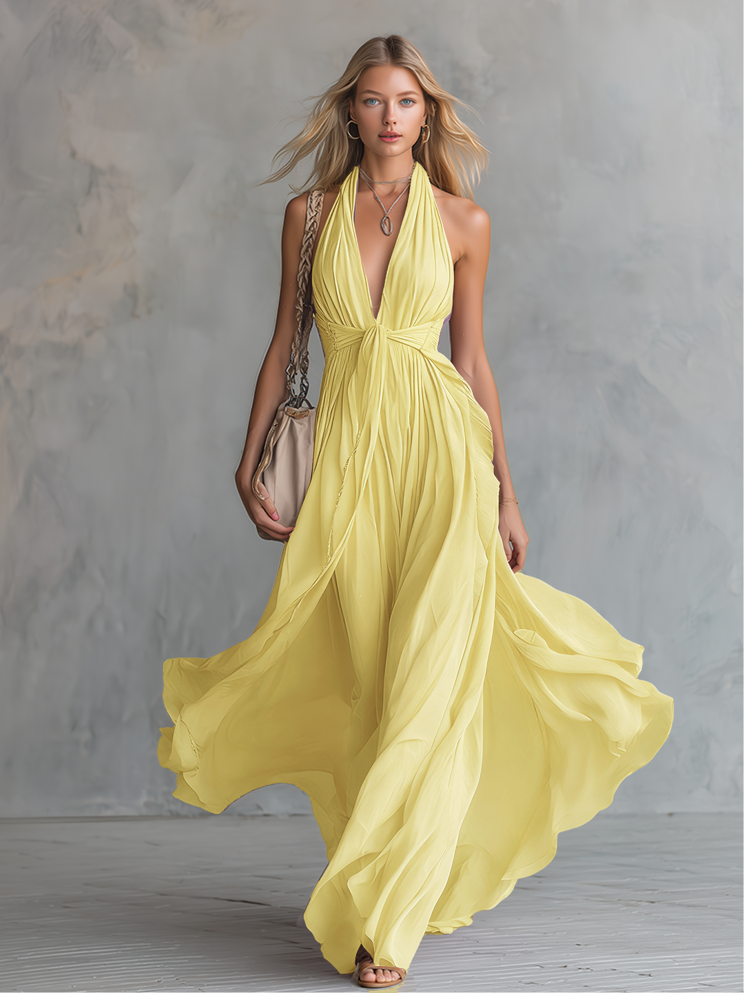Jamaica Flowing Halter Maxi Dress