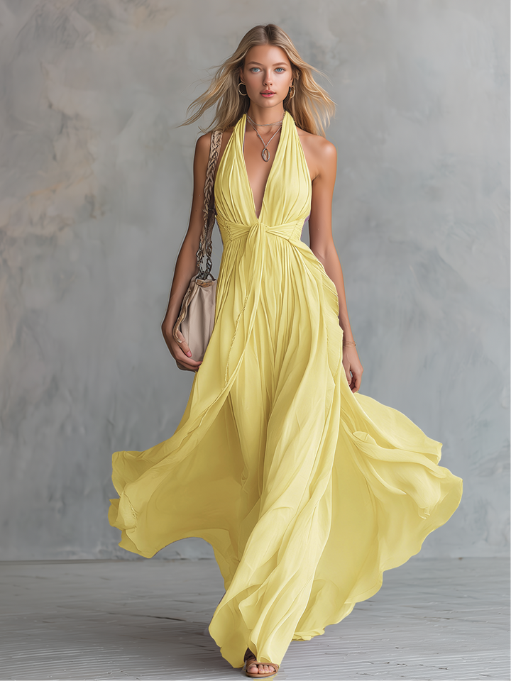 Jamaica Flowing Halter Maxi Dress