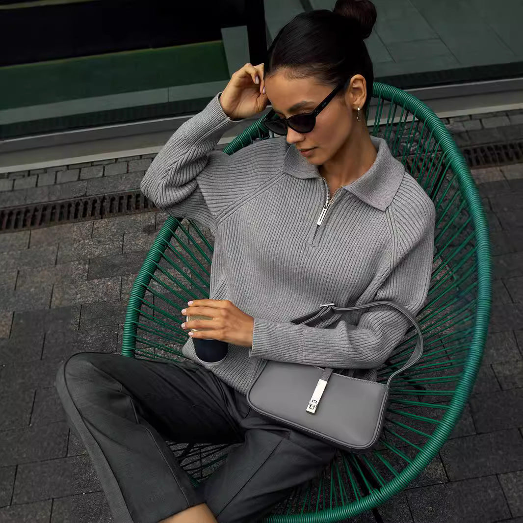 Meldy Half-Zip Rib Sweater
