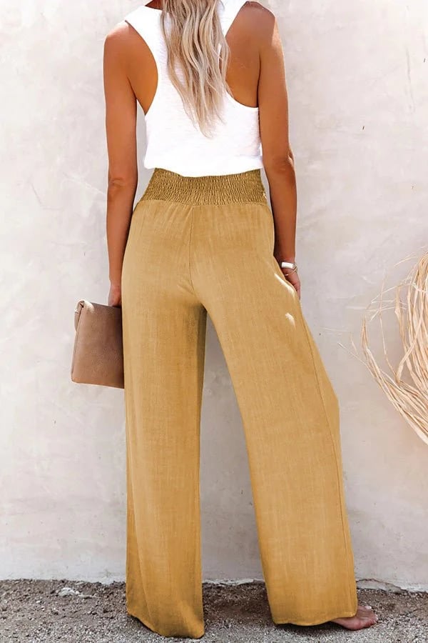 Sharon Button Detail Wide Leg Pants