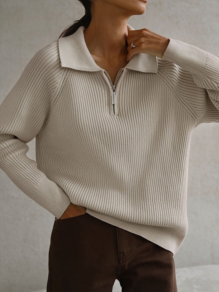 Meldy Half-Zip Rib Sweater