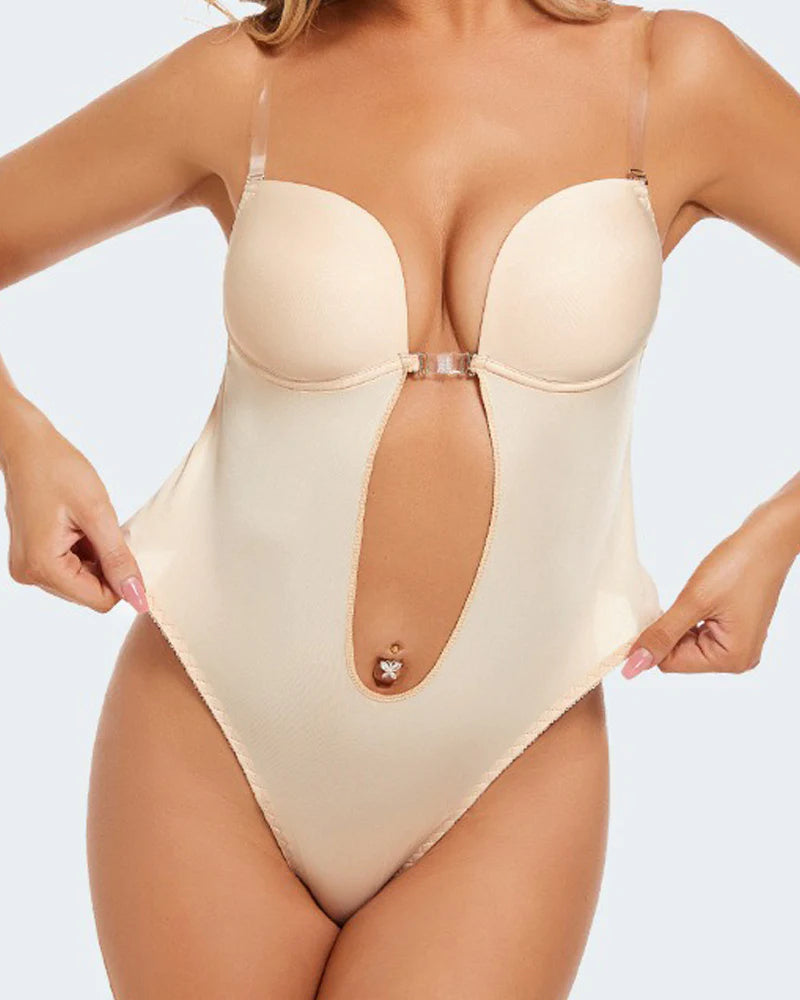Elorie Deep Plunge Backless Shaping Bodysuit