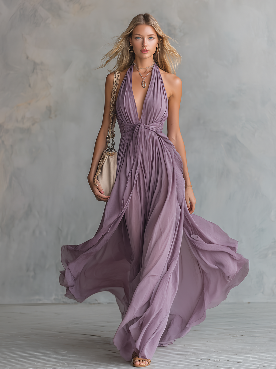 Jamaica Flowing Halter Maxi Dress
