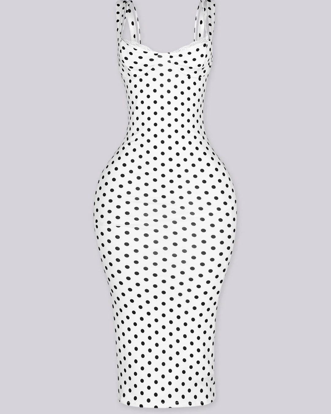 Lena Polka Dot Bodycon Midi Dress