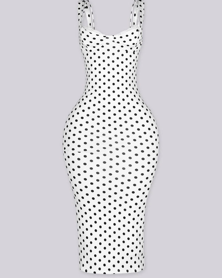 Lena Polka Dot Bodycon Midi Dress