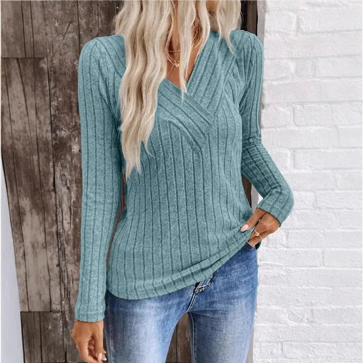Jella Ribbed V-Neck Sweater