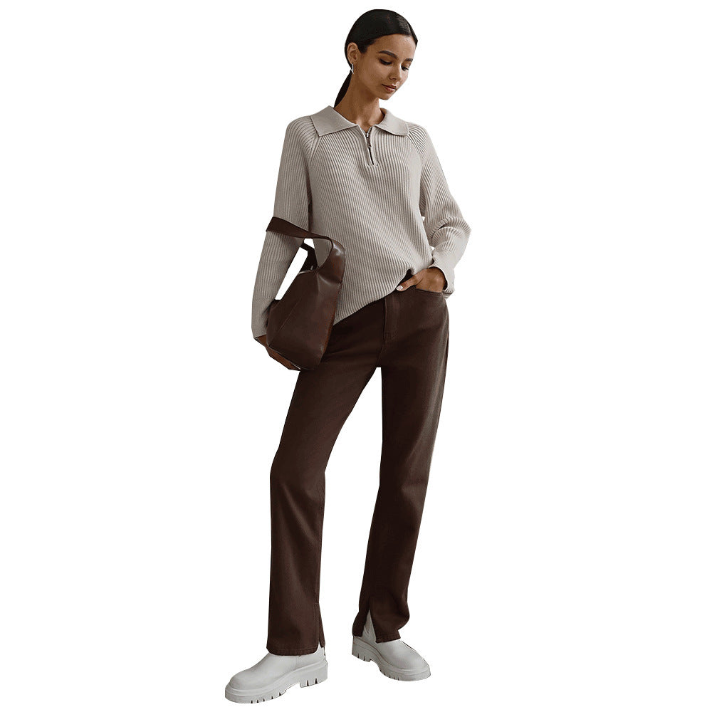 Meldy Half-Zip Rib Sweater