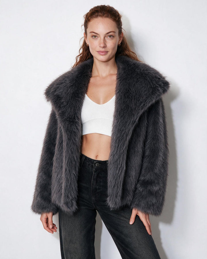 Zoe Oversized Collar Plush Jacket