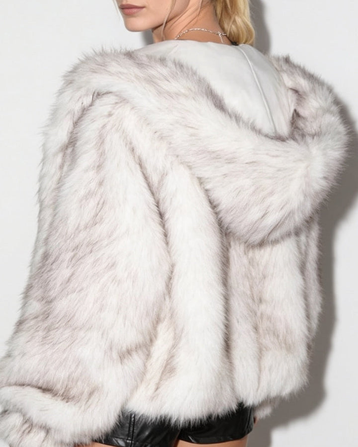 Suzanne Plush Hooded Cropped Jacket