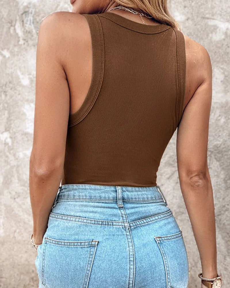 Jellie Ribbed Sleeveless Tank Top