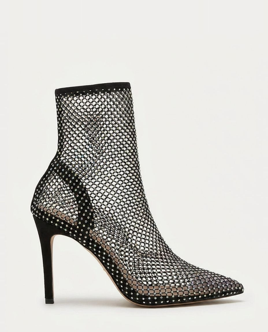 Prudence Crystal Mesh Ankle Boots