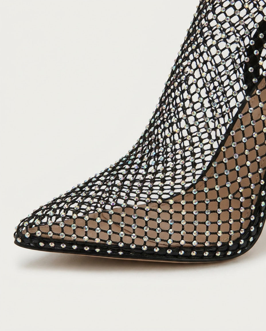 Prudence Crystal Mesh Ankle Boots
