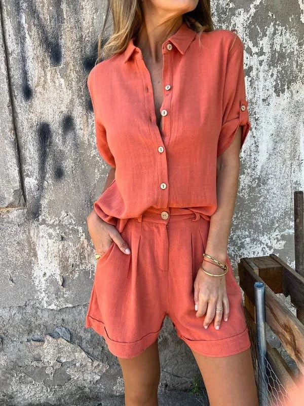 Jamie Linen Shirt Romper