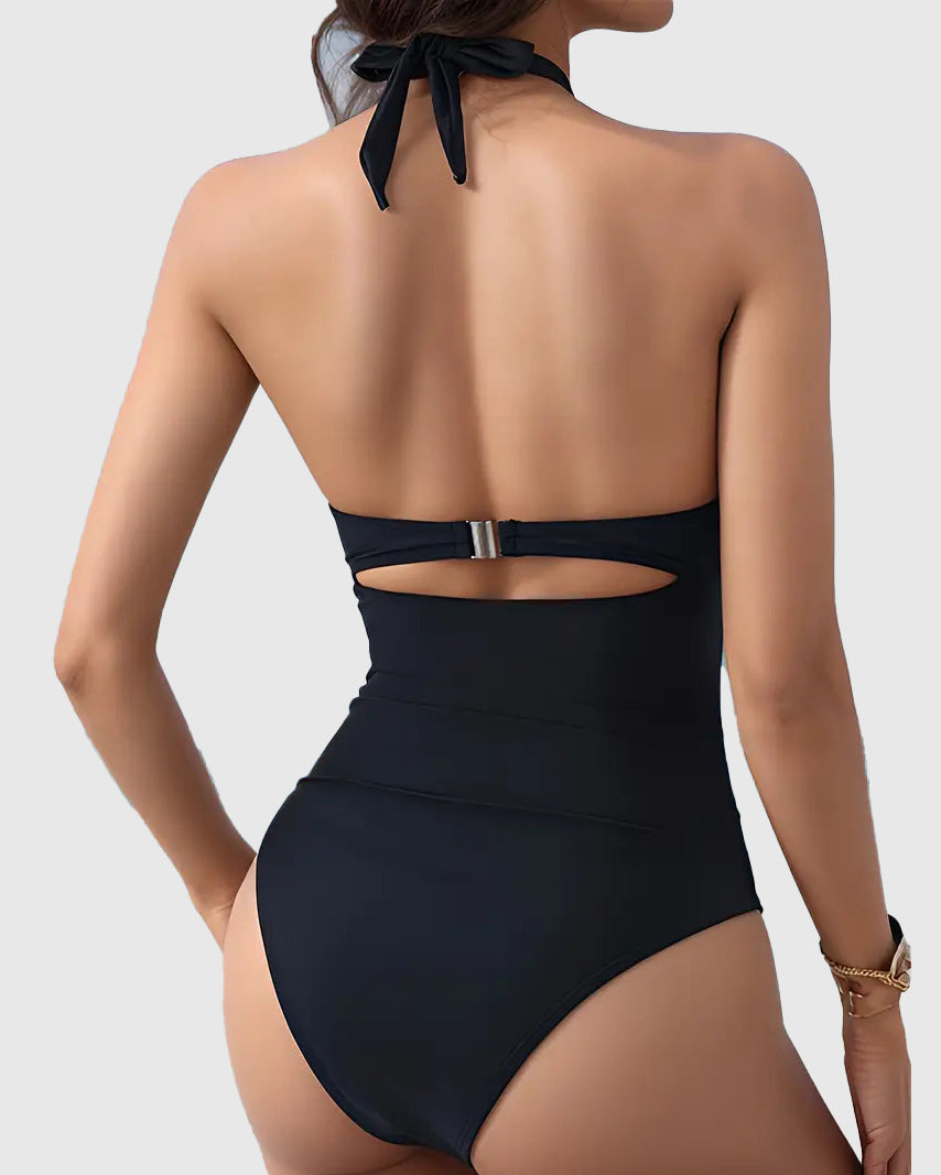 Lindsey Cut-Out Halter One-Piece Swimsuit
