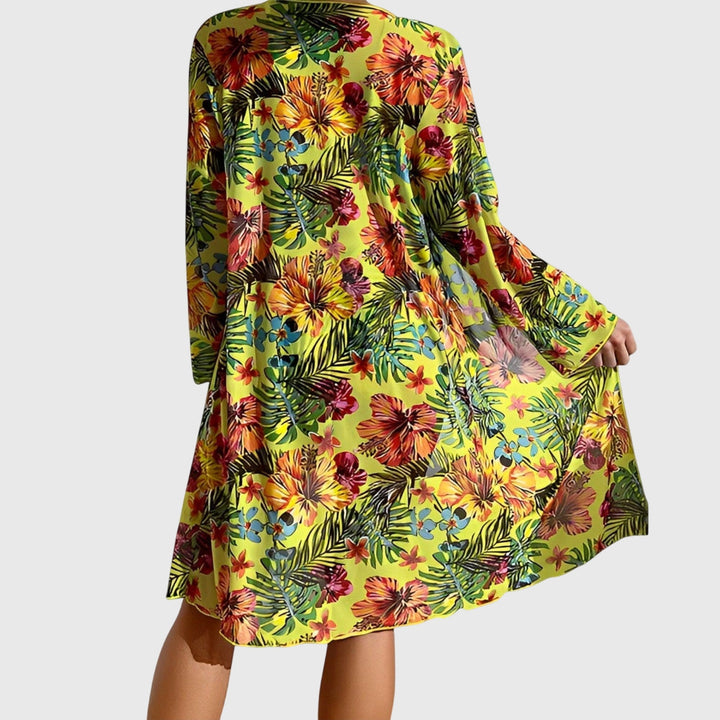 Autumn Tropical Floral Three-Piece Bikini Set