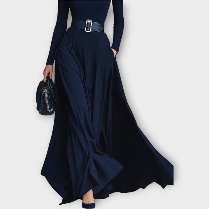 Kalina Belted Turtleneck Maxi Dress