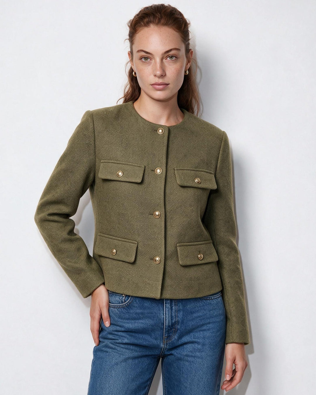 Fern Pocket Detail Cropped Jacket