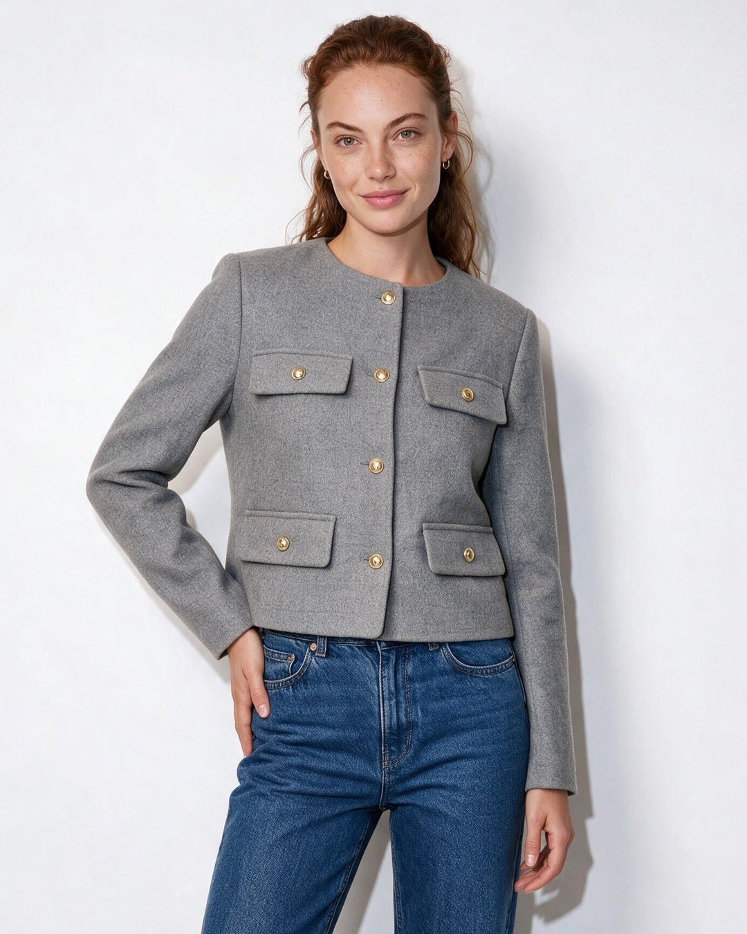 Fern Pocket Detail Cropped Jacket