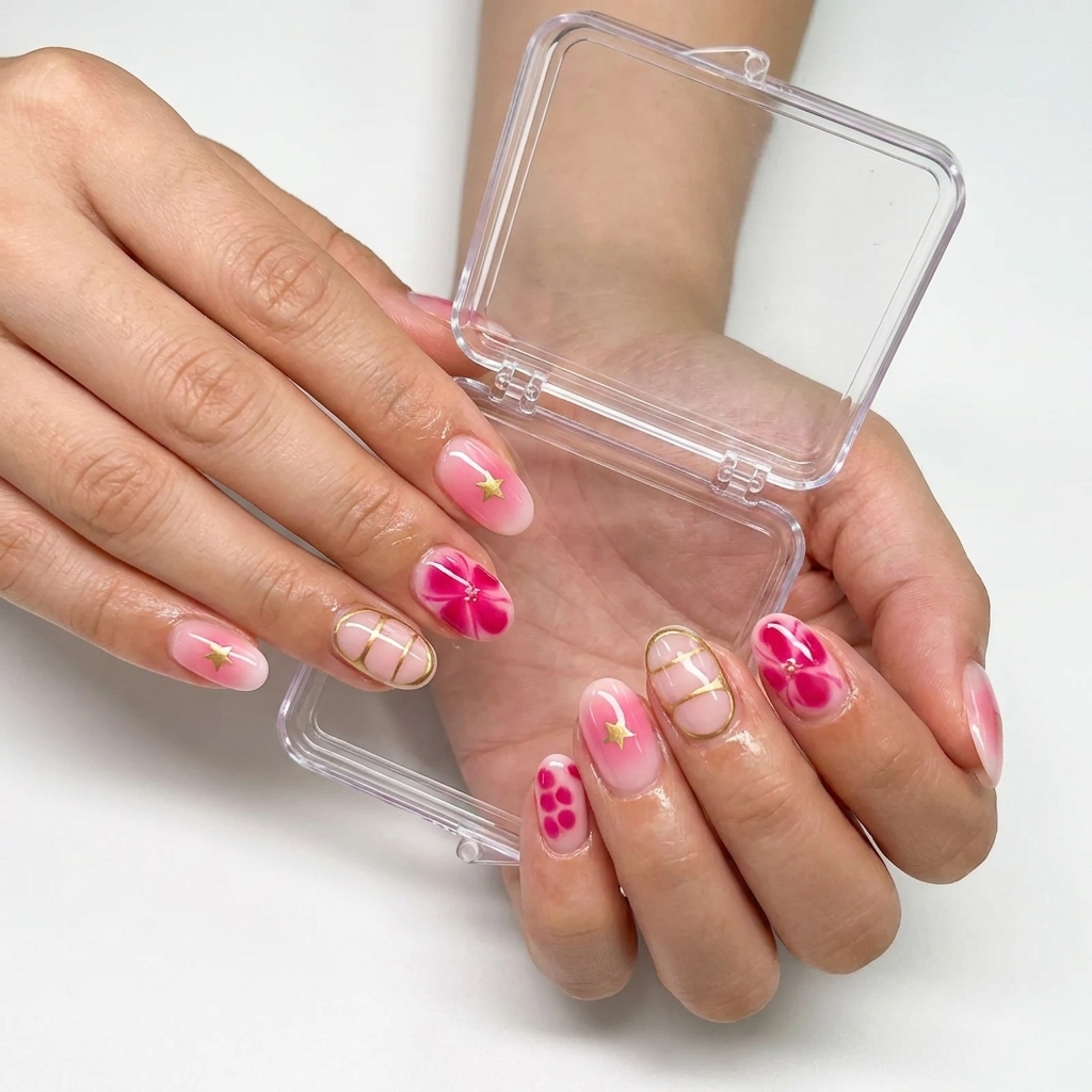 Pink Bloom Aura Press-On Nails