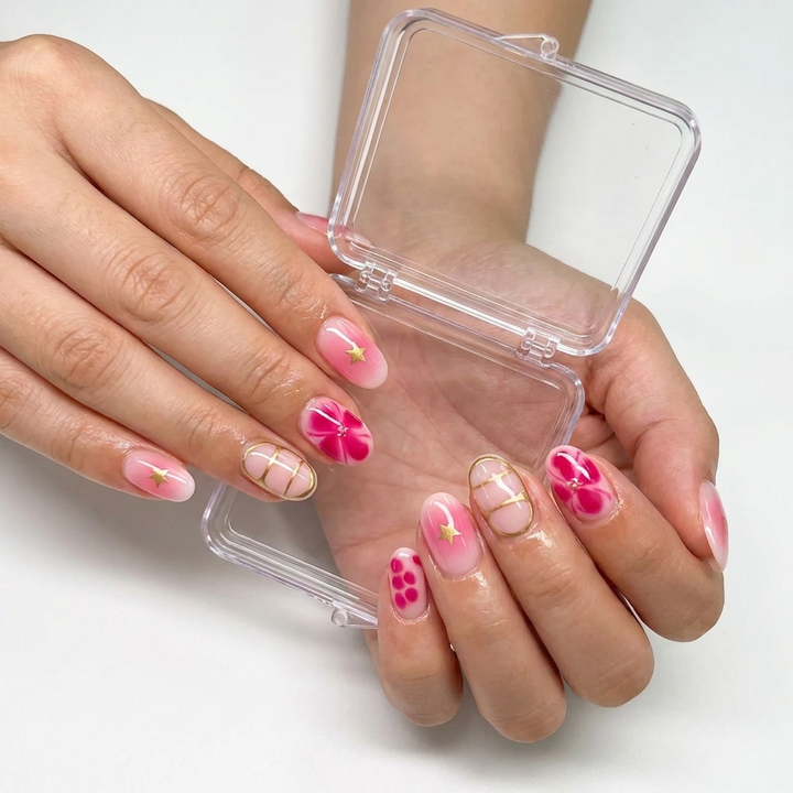 Pink Bloom Aura Press-On Nails