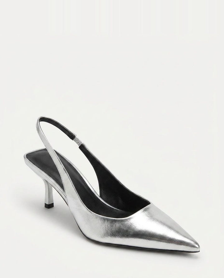 Jeanette Metallic Pointed Toe Slingback Heels