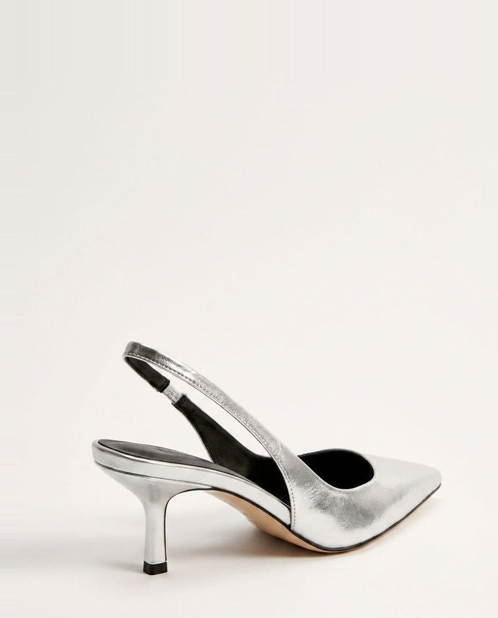 Jeanette Metallic Pointed Toe Slingback Heels