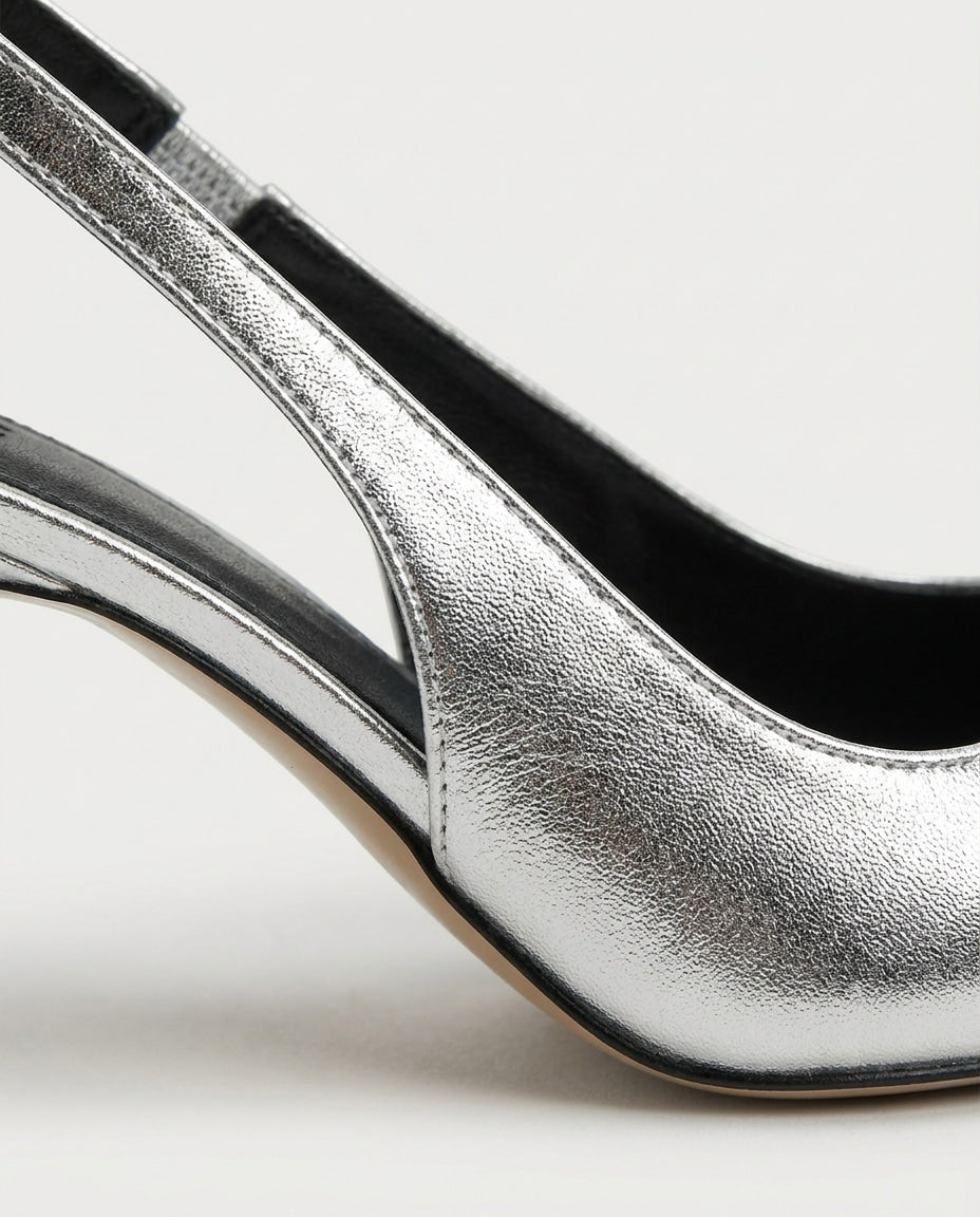 Jeanette Metallic Pointed Toe Slingback Heels
