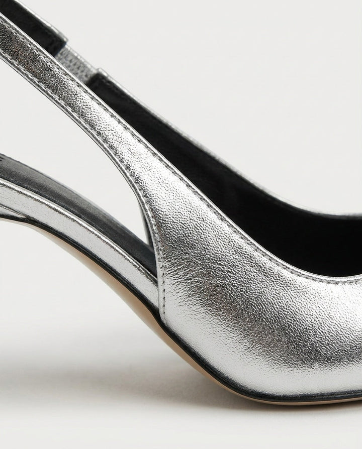 Jeanette Metallic Pointed Toe Slingback Heels