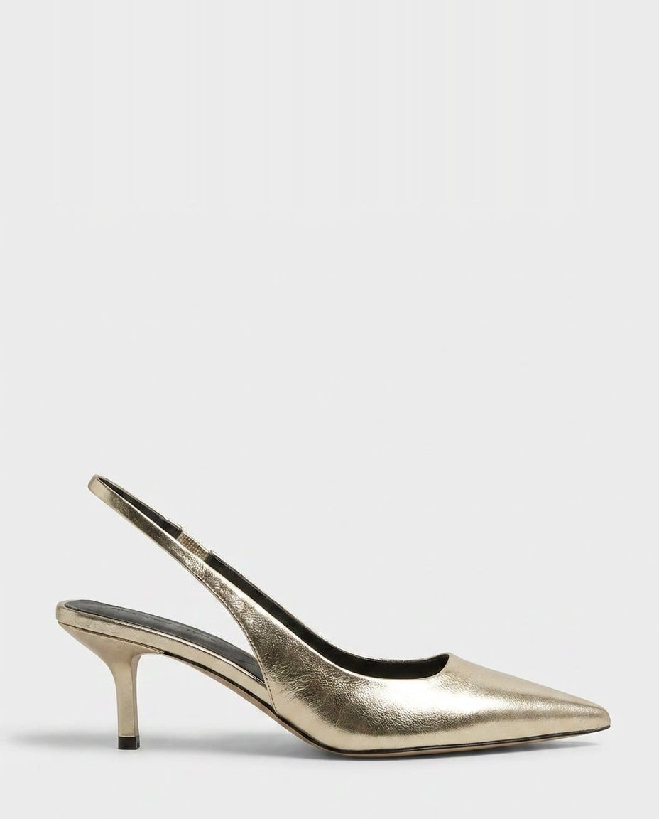 Jeanette Metallic Pointed Toe Slingback Heels