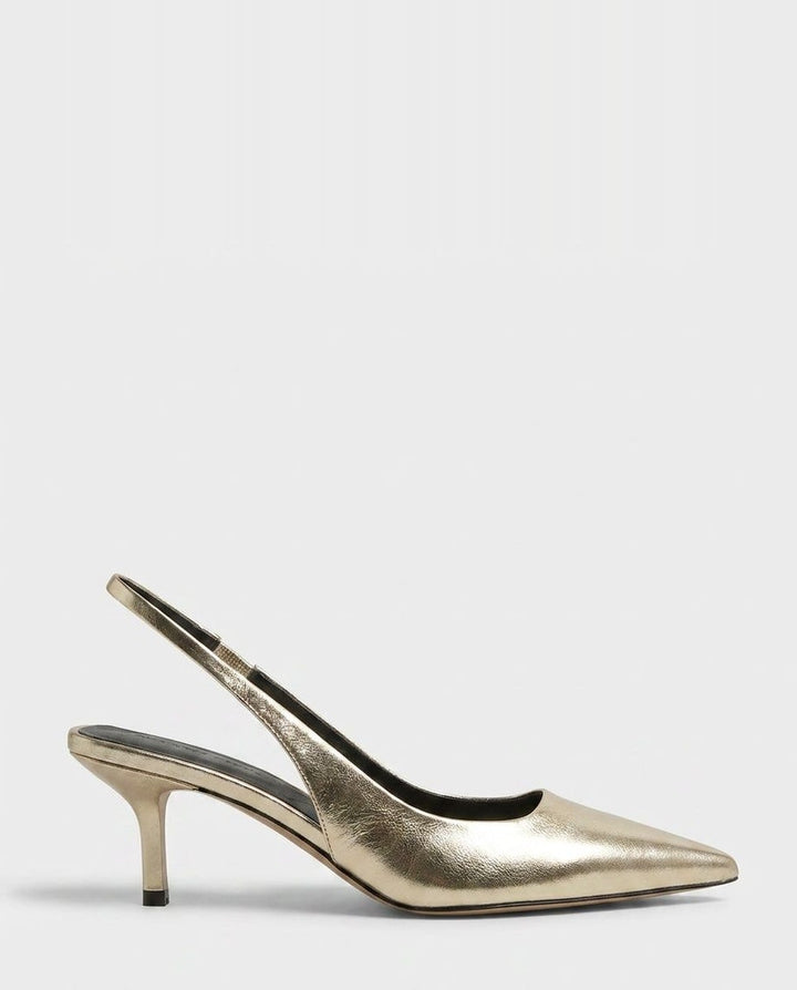 Jeanette Metallic Pointed Toe Slingback Heels