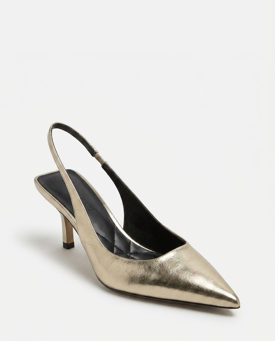 Jeanette Metallic Pointed Toe Slingback Heels