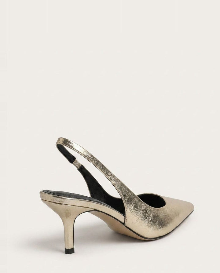 Jeanette Metallic Pointed Toe Slingback Heels