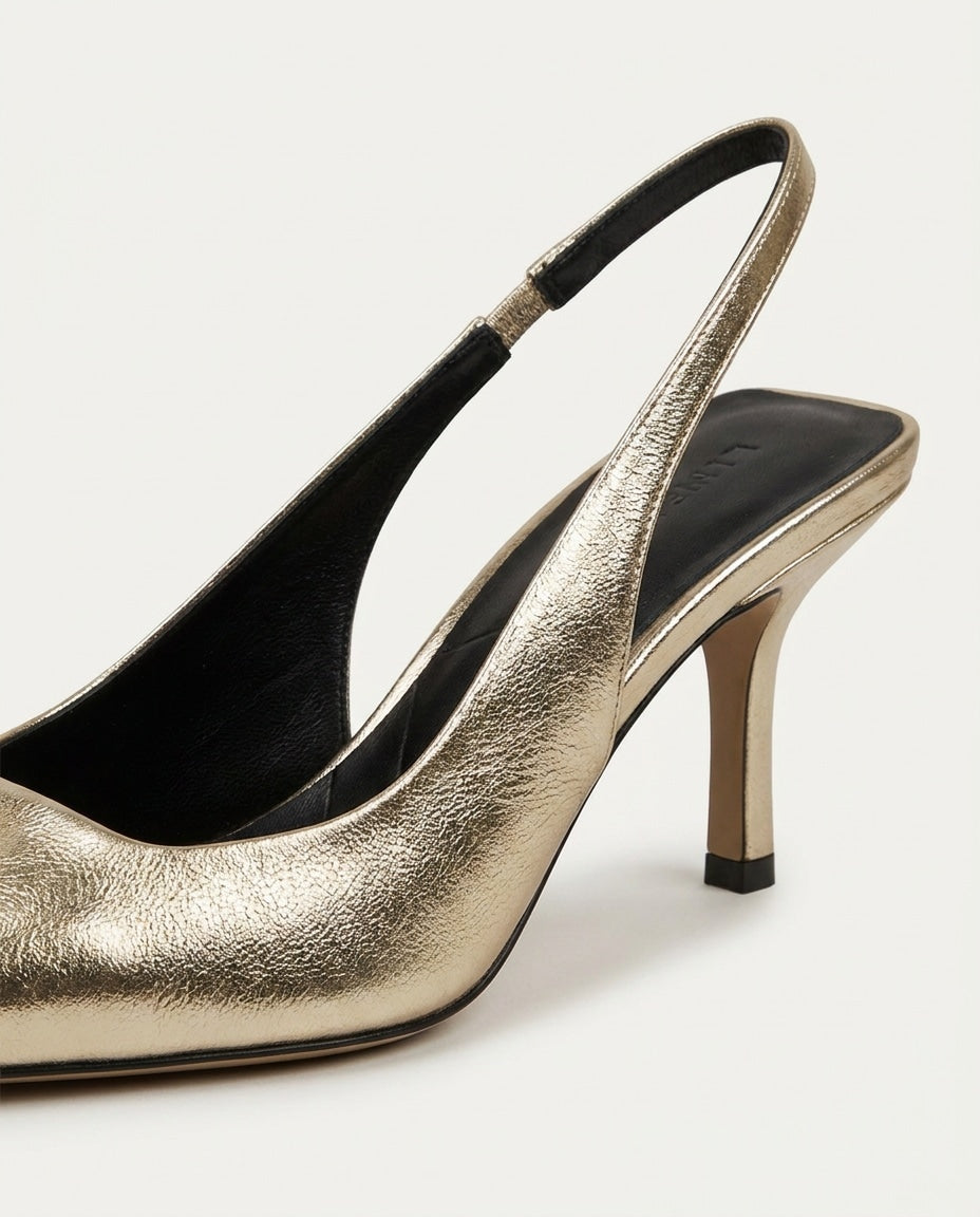 Jeanette Metallic Pointed Toe Slingback Heels