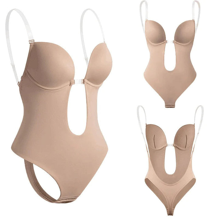 Elorie Deep Plunge Backless Shaping Bodysuit
