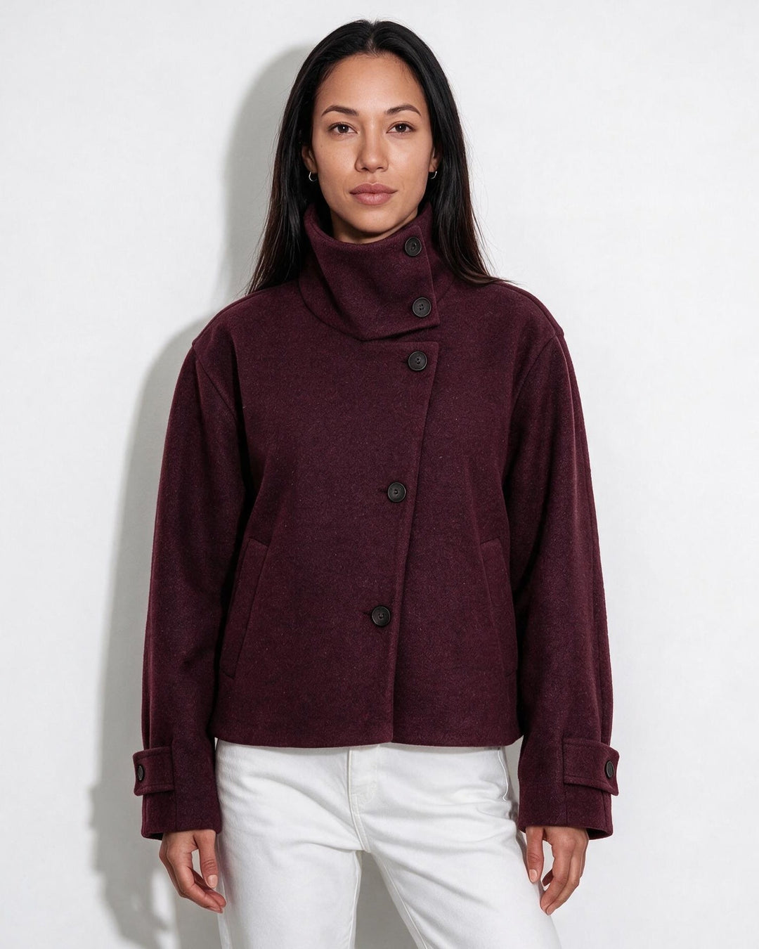 Asher High Neck Button Jacket