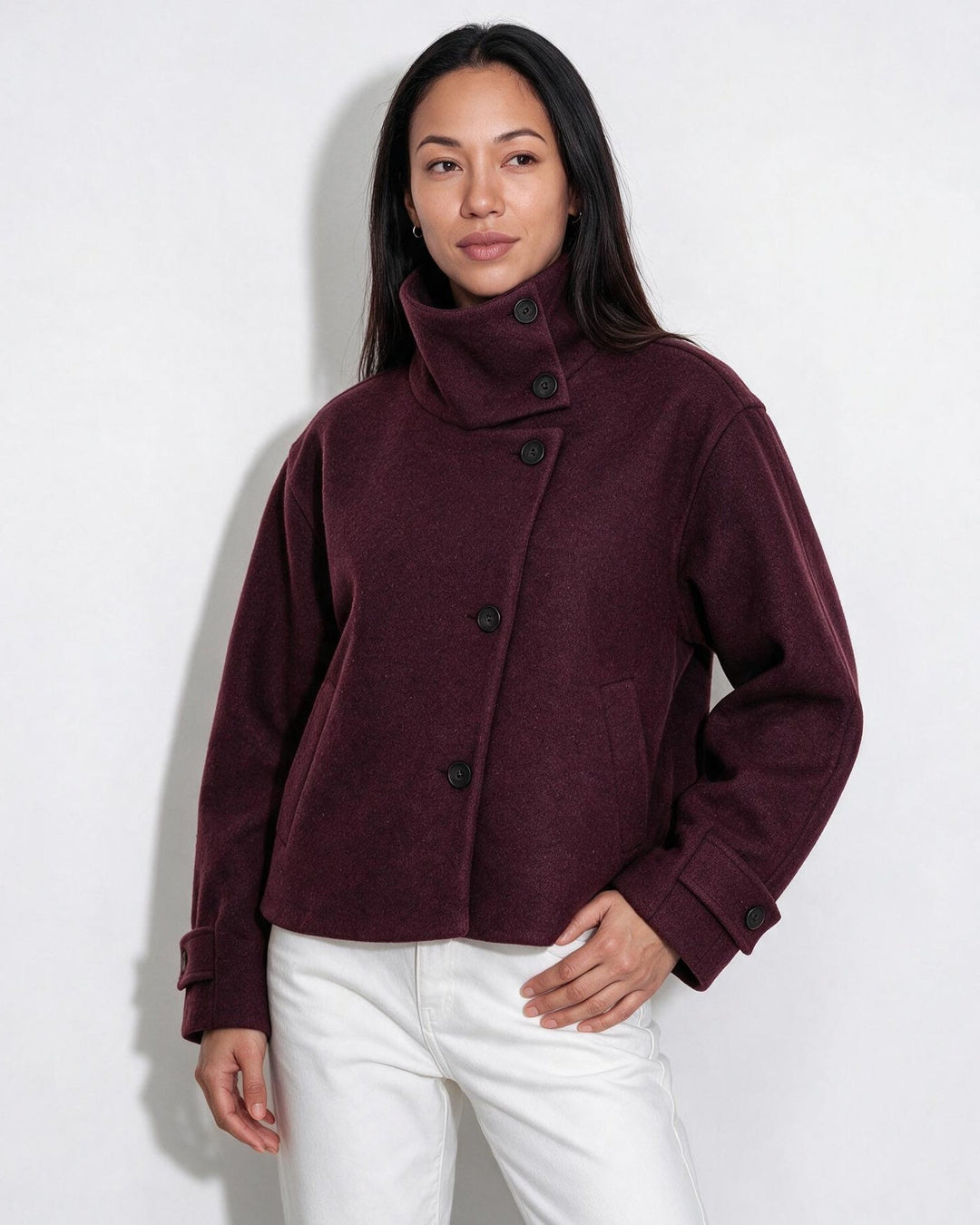 Asher High Neck Button Jacket