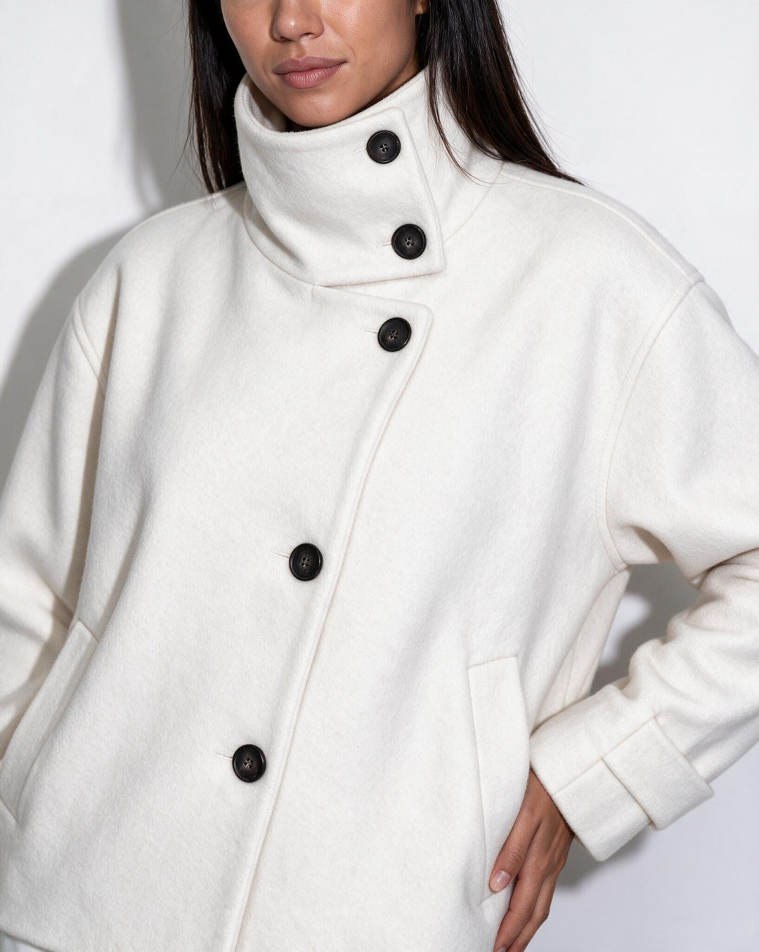 Asher High Neck Button Jacket